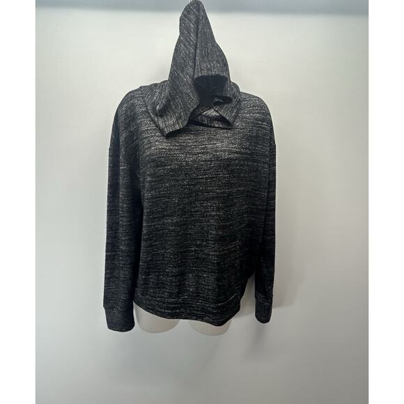 GAP Black-Gray Lightweight Hoodie Crewneck Long-Slv Stretchy Small New With Tags - Picture 2 of 16